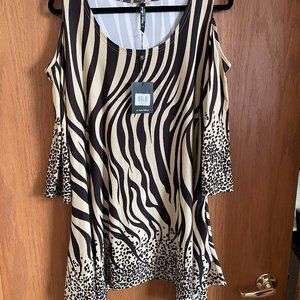 Women's Printed Cold Shoulder Tunic Top